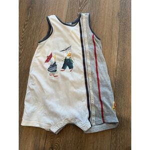 Vintage Catimini romper shorts ducks paper hat Easter 18 mos